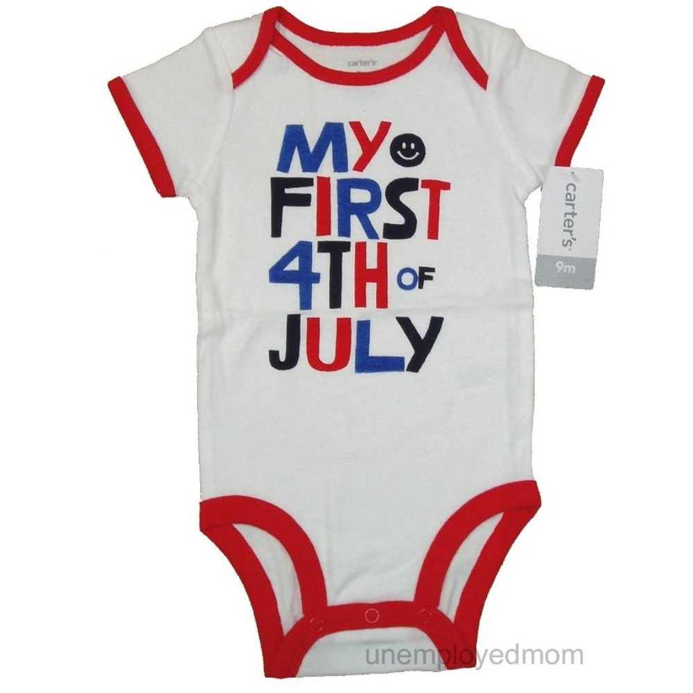 Unisex White Red My First 4th Patriotic Bodysuit Independence Day Boys Girls